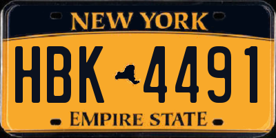NY license plate HBK4491