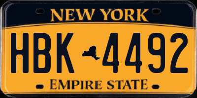NY license plate HBK4492