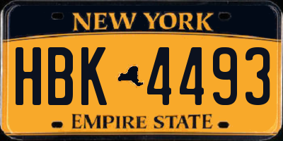 NY license plate HBK4493