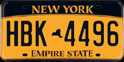 NY license plate HBK4496