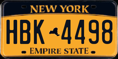 NY license plate HBK4498