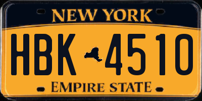 NY license plate HBK4510