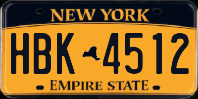 NY license plate HBK4512