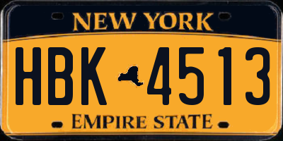 NY license plate HBK4513