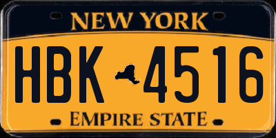 NY license plate HBK4516
