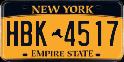 NY license plate HBK4517