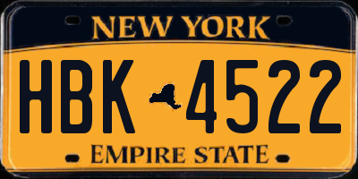 NY license plate HBK4522
