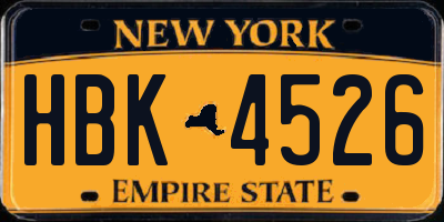 NY license plate HBK4526