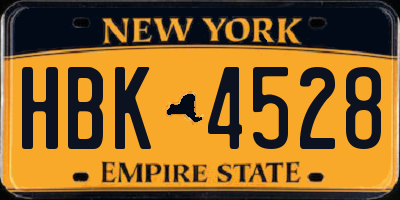 NY license plate HBK4528