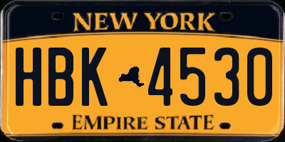 NY license plate HBK4530