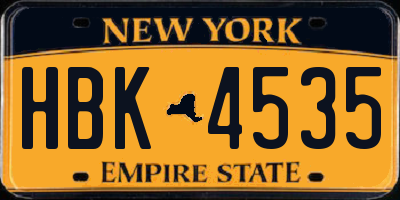 NY license plate HBK4535