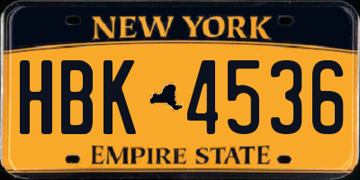 NY license plate HBK4536