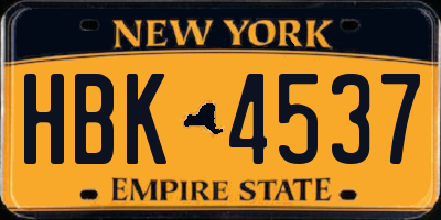 NY license plate HBK4537