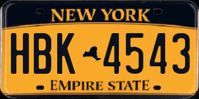 NY license plate HBK4543
