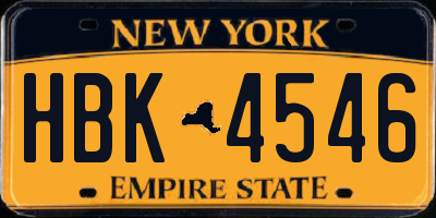 NY license plate HBK4546