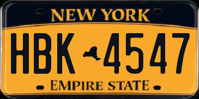 NY license plate HBK4547