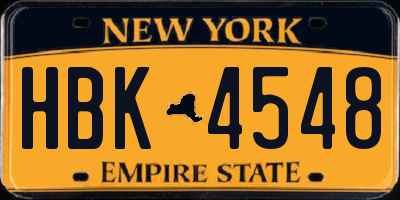 NY license plate HBK4548
