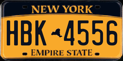 NY license plate HBK4556