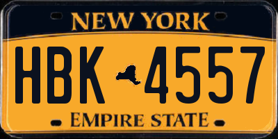NY license plate HBK4557