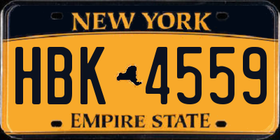 NY license plate HBK4559