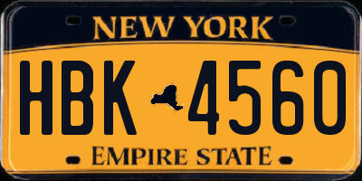 NY license plate HBK4560