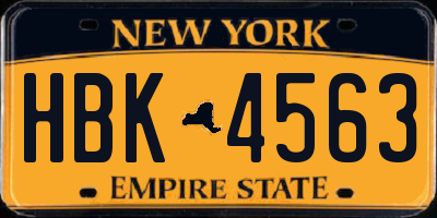 NY license plate HBK4563