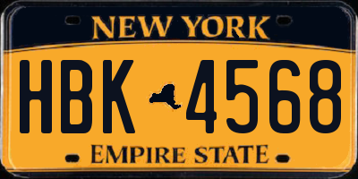 NY license plate HBK4568
