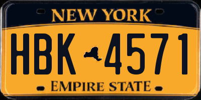 NY license plate HBK4571