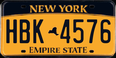 NY license plate HBK4576