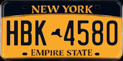 NY license plate HBK4580