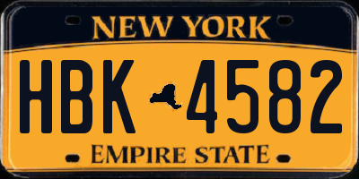 NY license plate HBK4582