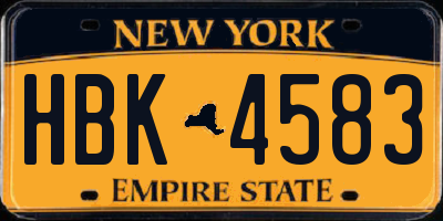NY license plate HBK4583