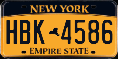 NY license plate HBK4586