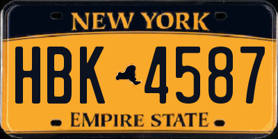 NY license plate HBK4587