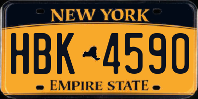 NY license plate HBK4590