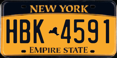NY license plate HBK4591