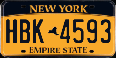 NY license plate HBK4593