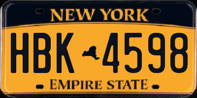 NY license plate HBK4598
