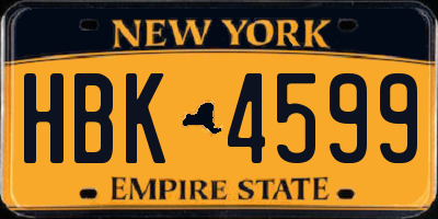 NY license plate HBK4599
