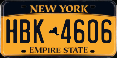 NY license plate HBK4606