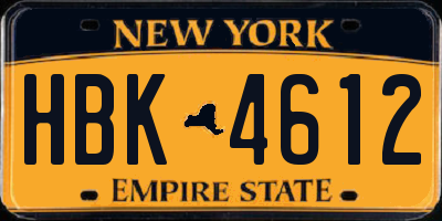 NY license plate HBK4612
