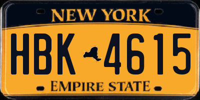 NY license plate HBK4615