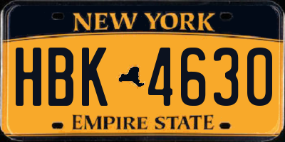NY license plate HBK4630