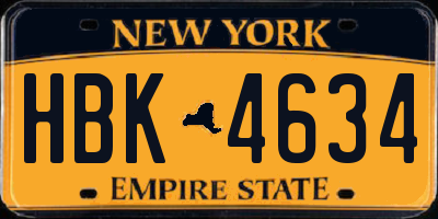 NY license plate HBK4634