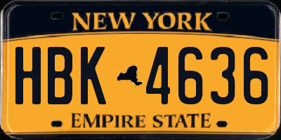 NY license plate HBK4636