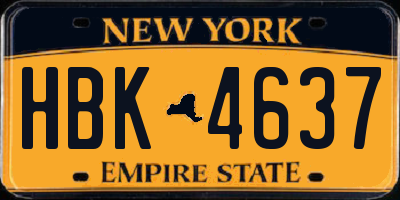 NY license plate HBK4637