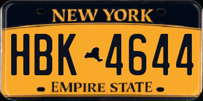 NY license plate HBK4644