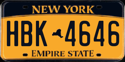 NY license plate HBK4646