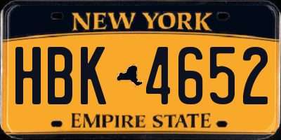 NY license plate HBK4652