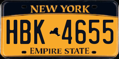 NY license plate HBK4655